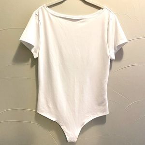 Abercrombie & Fitch Short-sleeve White Seamless Boatneck Bodysuit